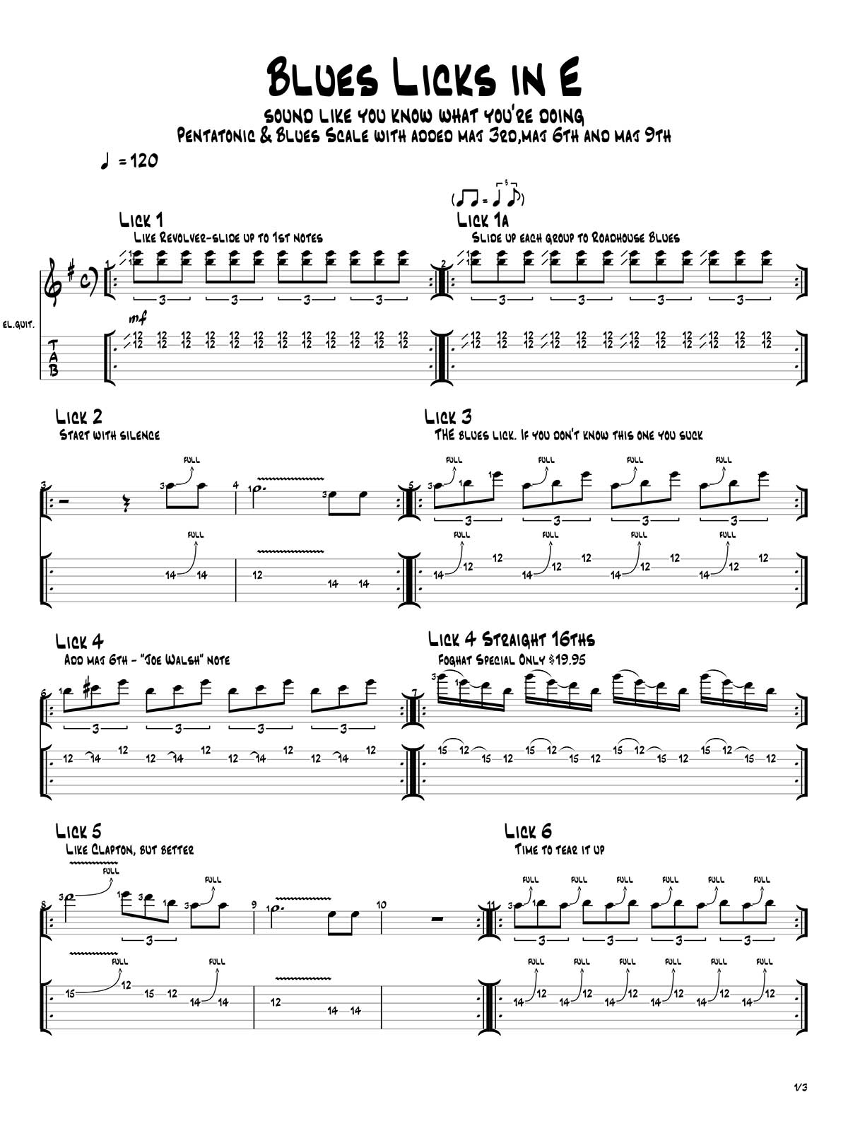 Blues Licks in E